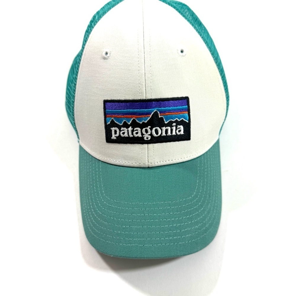 Patagonia P6 Logo Trucker Hat Teal White Snap Back Adjustable Mesh